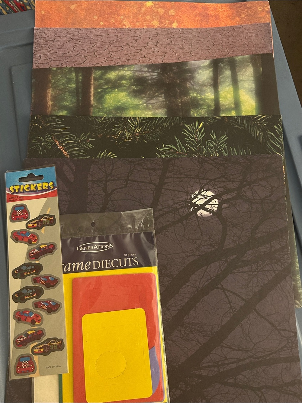 Nature Scrapbook Paper Pack with Moonlit Tree and Forest Prints